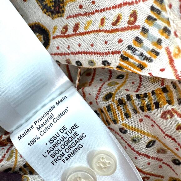 Marant Etoile Women's Ecru Mexika Printed Cotton Blouse Size 38 | Medium - Picture 8 of 12